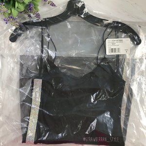 NWT - Alice + Olivia Noni Crystal Black Mini Dress